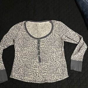 Victoria's Secret Gray Leopard Button Top